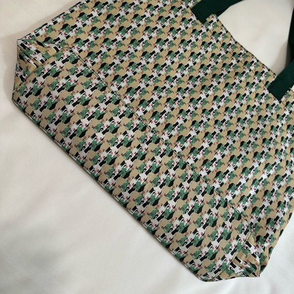 Target Bullseye Dog Print Nylon Durable Large Tote Bag Green Tan Red - Picture 12 of 12